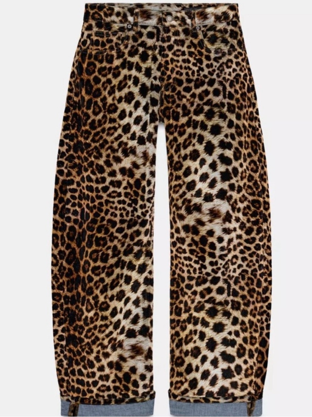 ZARA WOMAN MID-WAIST FLOCKED ANIMAL PRINT TROUSERS LEOPARD - Picture 4 of 6